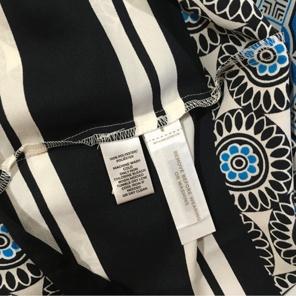 Loft Midi Dress Women MT Blue Black White Floral Geo Tie Fringe Knee Length New - Picture 4 of 8